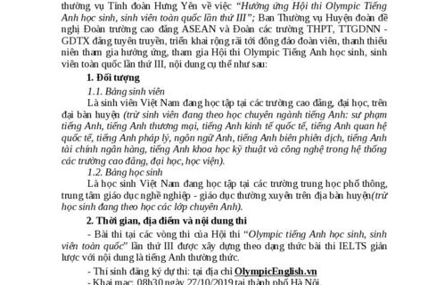 Công văn hưởng ứng cuộc thi Olympic tiếng anh