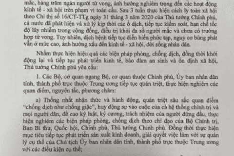 CT19 -Về tiếp tục thực hiện các biện pháp phòng, chống dịch COVID-19 trong tình hình mới