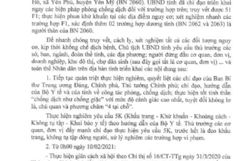 Công văn số 06/CT-CTUBND ỦY BAN NHÂN DÂN TỈNH HƯNG YÊN